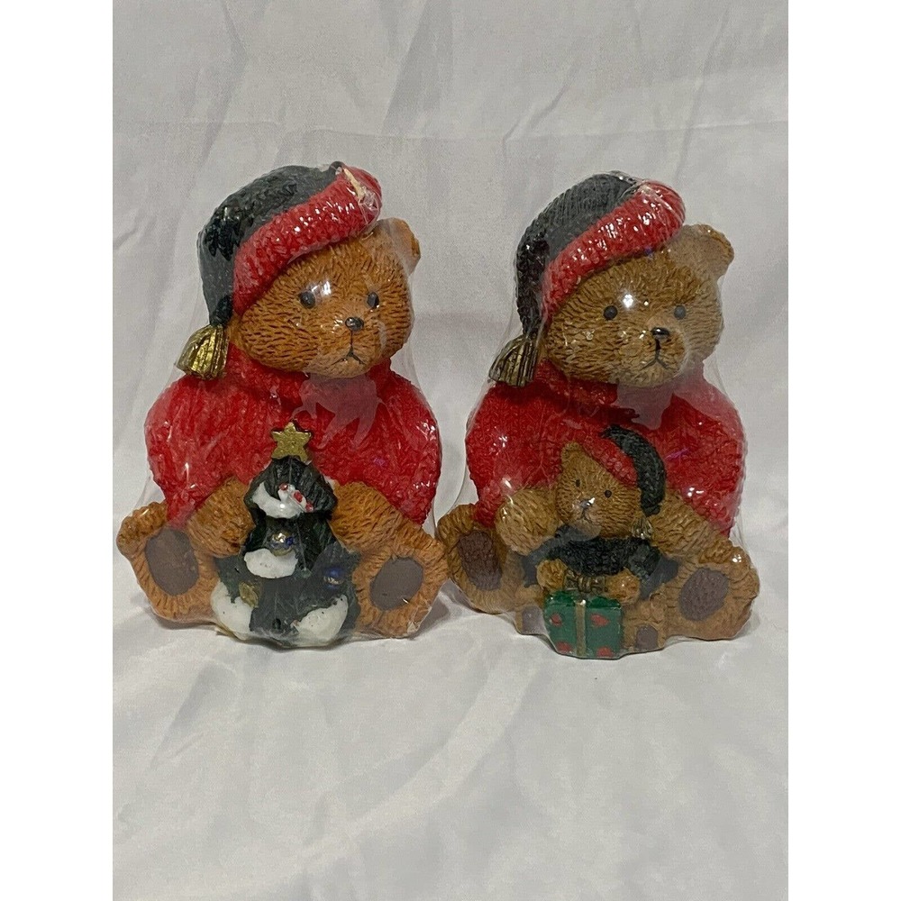 NOS - 2 Walmart Christmas Sitting Teddy Bear 6” Candles Still Wrapped READ